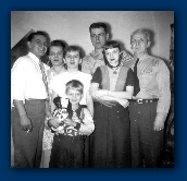 Gil and his wife Connie with Jim, Ma, Nancy, Dave and Pa in 1955